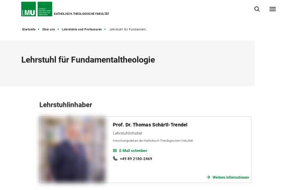 Vorschau von www.kaththeol.uni-muenchen.de, Lehrstuhl für Fundamentaltheologie München