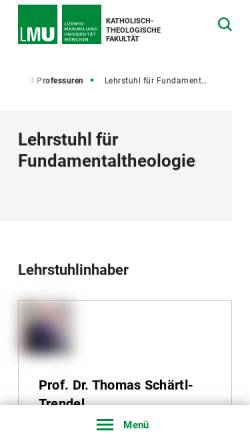 Vorschau der mobilen Webseite www.kaththeol.uni-muenchen.de, Lehrstuhl für Fundamentaltheologie München