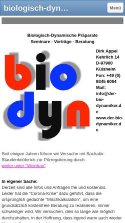 Vorschau der mobilen Webseite www.der-bio-dynamiker.de, Biologisch-dynamische Präparate, Dirk Appel