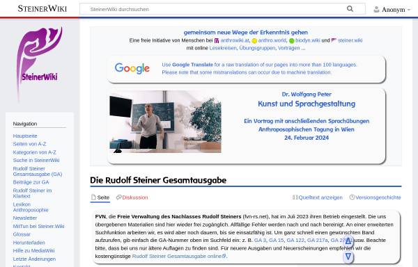Vorschau von www.fvn-rs.net, Freie Verwaltung des Nachlasses von Rudolf Steiner