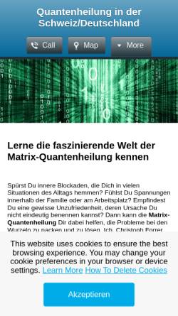 Vorschau der mobilen Webseite www.matrix-quantenheilung.ch, Christoph Forrer und Diana Gampp