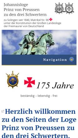 Vorschau der mobilen Webseite freimaurer-in-solingen.de, Prinz von Preussen zu den drei Schwertern