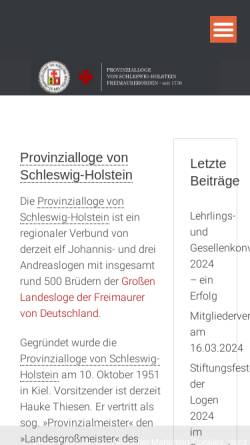 Vorschau der mobilen Webseite provinzialloge-sh.de, Provinzialloge von Schleswig-Holstein