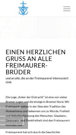 Vorschau der mobilen Webseite www.anker-der-eintracht.de, Anker der Eintracht