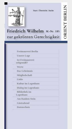 Vorschau der mobilen Webseite www.freimaurerberlin.de, Friedrich Wilhelm zur gekrönten Gerechtigkeit