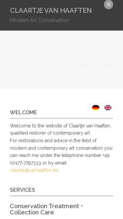 Vorschau der mobilen Webseite www.vanhaaften.de, Diplomrestauratorin Claartje van Haaften