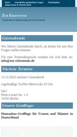 Vorschau der mobilen Webseite www.zur-erkenntnis.de, Zur Erkenntnis