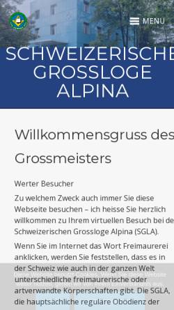 Vorschau der mobilen Webseite www.freimaurerei.ch, Schweizerische Großloge Alpina (SGLA)