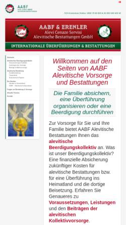 Vorschau der mobilen Webseite www.alevitische-bestattungen.de, AABF - Alevitische Vorsorge und Bestattungen