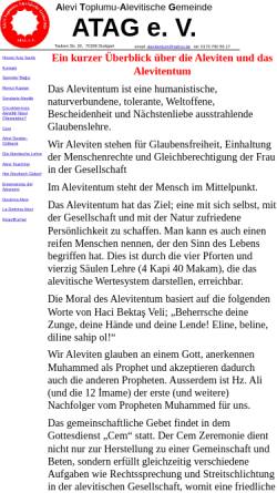 Vorschau der mobilen Webseite www.alevitentum.de, Alevi Toplumu-Alevitische Gemeinde - ATAG e. V.