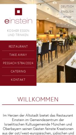 Vorschau der mobilen Webseite www.einstein-restaurant.de, einstein - Restaurant München