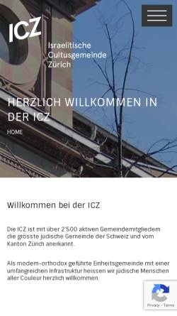 Vorschau der mobilen Webseite www.icz.org, Israelitische Cultusgemeinde Zürich