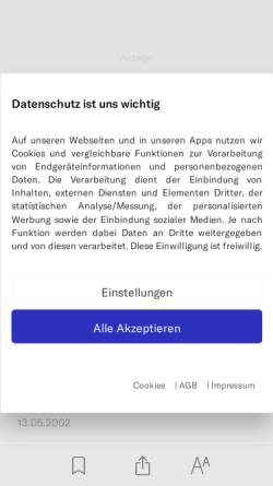 Vorschau der mobilen Webseite www.nzz.ch, Neue Zürcher Zeitung