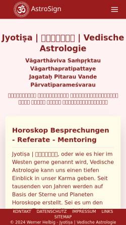 Vorschau der mobilen Webseite www.astrosign.ch, Jyotish | Vedische Astrologie | AstroSign
