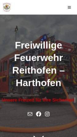 Vorschau der mobilen Webseite www.feuerwehr-reithofen-harthofen.de, Freiwillige Feuerwehr Reithofen-Harthofen
