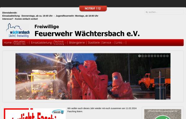Vorschau von www.feuerwehr-waechtersbach.de, Freiwillige Feuerwehr Wächtersbach