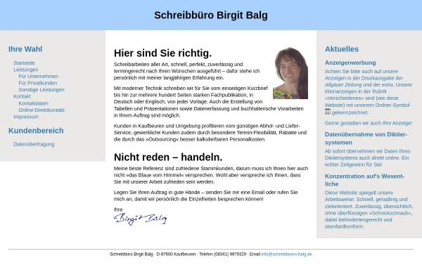 Vorschau von www.schreibbuero-balg.de, Schreibbüro Birgit Balg