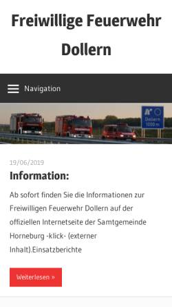Vorschau der mobilen Webseite www.feuerwehr-dollern.de, Freiwillige Feuerwehr Dollern