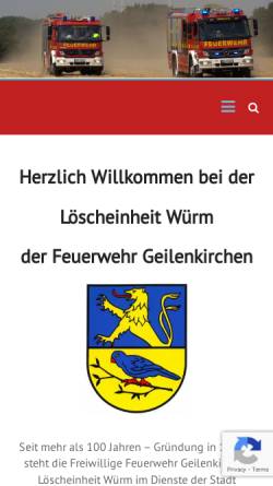 Vorschau der mobilen Webseite www.feuerwehr-wuerm.de, Löscheinheit Würm