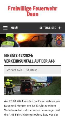 Vorschau der mobilen Webseite www.feuerwehr-daun.de, Freiwillige Feuerwehr Daun