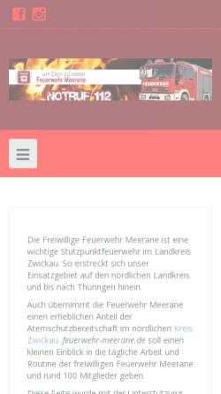 Vorschau der mobilen Webseite feuerwehr-meerane.de, Freiwillige Feuerwehr Meerane