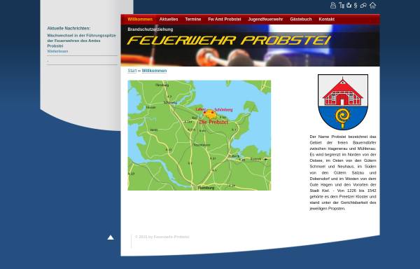 Vorschau von www.feuerwehr-probstei.de, Freiwillige Feuerwehren des Antes Probstei