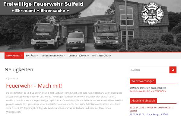 Vorschau von www.feuerwehr-suelfeld.de, Freiwillige Feuerwehr Sülfeld