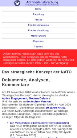 Vorschau der mobilen Webseite www.ag-friedensforschung.de, AG Friedensforschung: Das strategische Konzept der NATO
