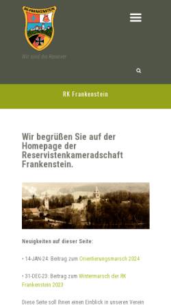 Vorschau der mobilen Webseite www.rkfrankenstein.de, Reservistenkameradschaft Frankenstein