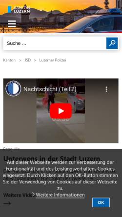 Vorschau der mobilen Webseite polizei.lu.ch, Luzerner Polizei