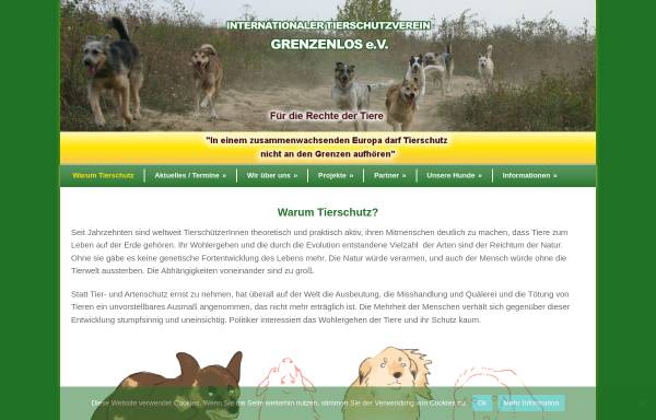 Vorschau von www.itvgrenzenlos.de, Internationaler Tierschutzverein Grenzenlos e.V.
