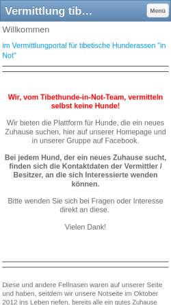 Vorschau der mobilen Webseite www.tibethunde-in-not.de, Tibethunde in Not