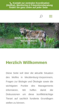 Vorschau der mobilen Webseite wolf-mv.de, Wölfe in Mecklenburg-Vorpommern