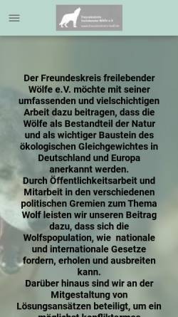 Vorschau der mobilen Webseite www.lausitz-wolf.de, Freundeskreis freilebender Wölfe e. V.