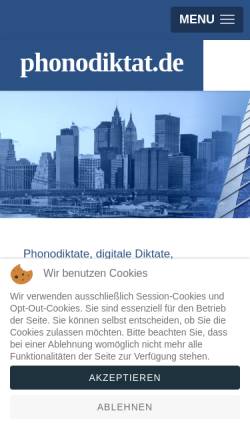 Vorschau der mobilen Webseite www.phonodiktat.de, Stefanie Wößner - Schreibbüro für Phonodiktate und digitale Diktate