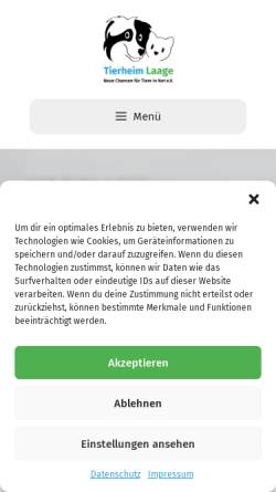 Vorschau der mobilen Webseite tierheimlaage.de, Tierheim Laage
