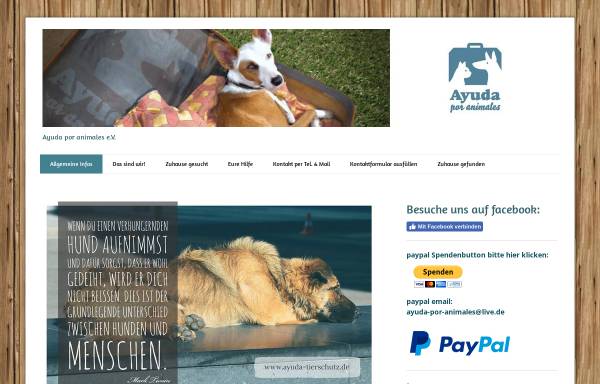 Vorschau von www.ayuda-tierschutz.de, AYUDA por animales e.V.