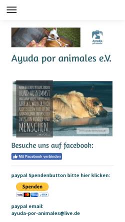 Vorschau der mobilen Webseite www.ayuda-tierschutz.de, AYUDA por animales e.V.