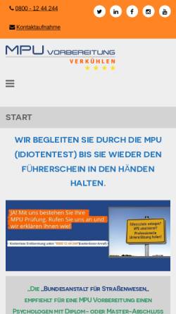 Vorschau der mobilen Webseite www.mpu-garantiert.de, MPU Beratung Verkühlen