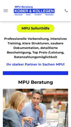 Vorschau der mobilen Webseite www.mpu-erfolgreich-bestehen.com, MPU Berlin I MPU Beratung Kober & Kollegen