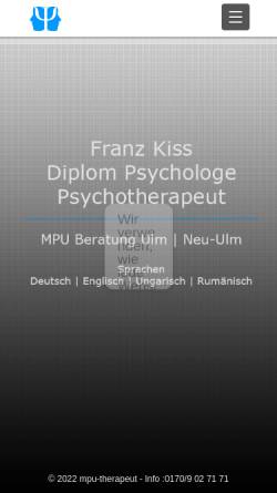 Vorschau der mobilen Webseite www.mpu-therapeut.de, Kiss, Franz, Dipl.-Psychologe