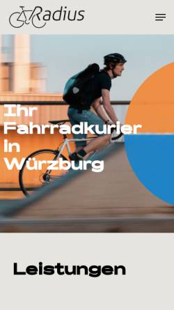 Vorschau der mobilen Webseite www.wuerzburger-fahrradkurier.de, Radius Fahrradkurier