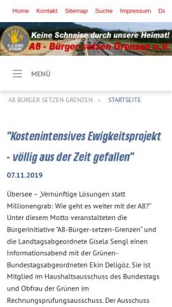 Vorschau der mobilen Webseite a8-buerger-setzen-grenzen.de, A 8 - Bürger setzen Grenzen e. V.