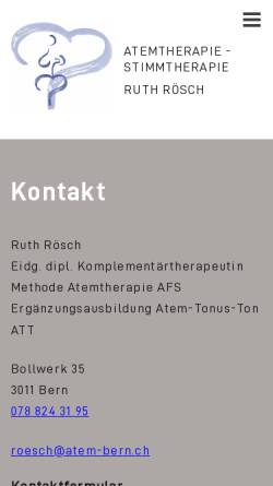 Vorschau der mobilen Webseite atem-bern.ch, Atemtherapie - Stimmtherapie