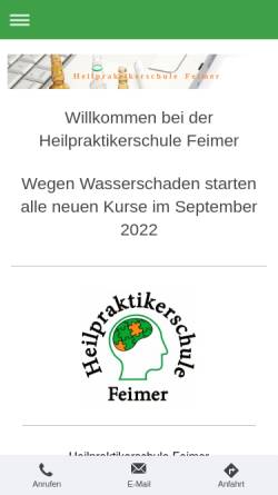 Vorschau der mobilen Webseite www.heilpraktikerschule-feimer.de, Heilpraktikerausbildung Feimer