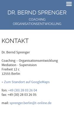 Vorschau der mobilen Webseite www.bernd-sprenger-berlin.de, Dr. Bernd Sprenger