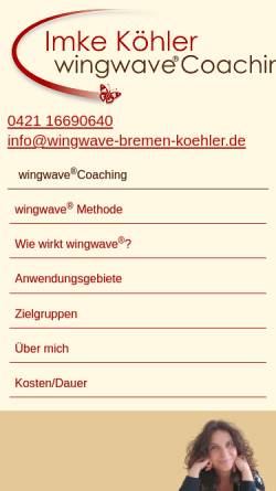 Vorschau der mobilen Webseite www.wingwave-bremen-koehler.de, Imke Köhler Wingwave-Coaching