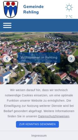 Vorschau der mobilen Webseite www.gemeinde-rehling.de, Rehling