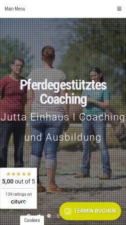 Vorschau der mobilen Webseite www.juttaeinhaus.de, Jutta Einhaus - Pferdegestütztes Coaching