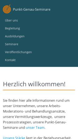 Vorschau der mobilen Webseite www.punkt-genau-seminare.de, Punkt-Genau-Seminare